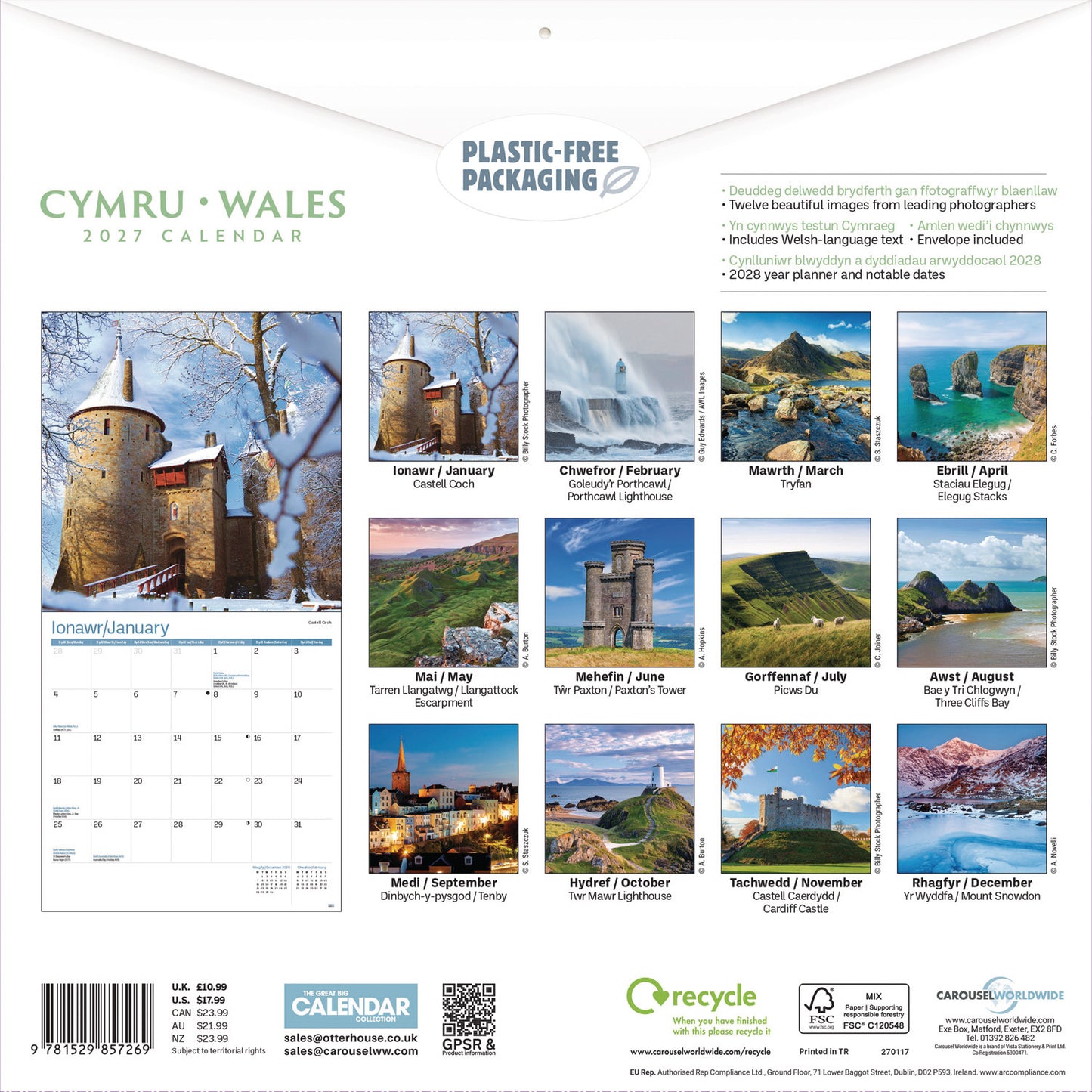 Wales Wall Calendar 2027