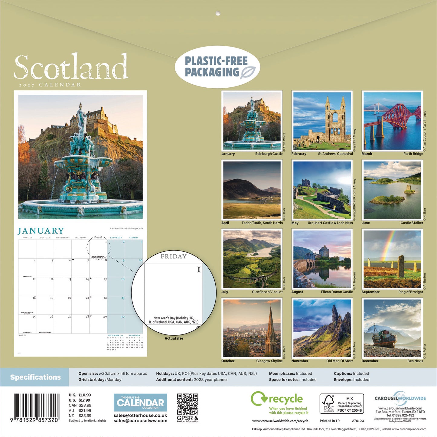 Scotland Wall Calendar 2027