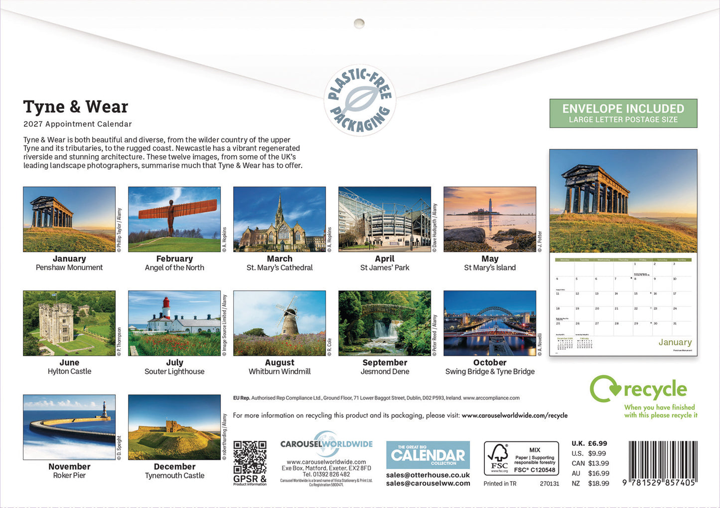 Tyne & Wear A4 Calendar 2027