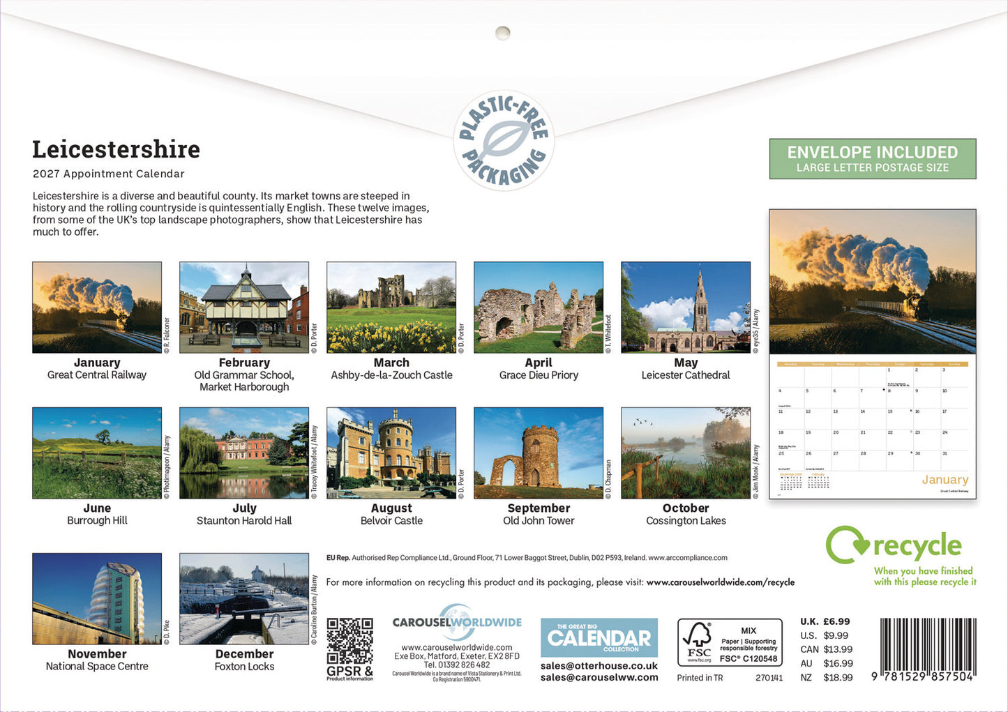 Leicestershire A4 Calendar 2027