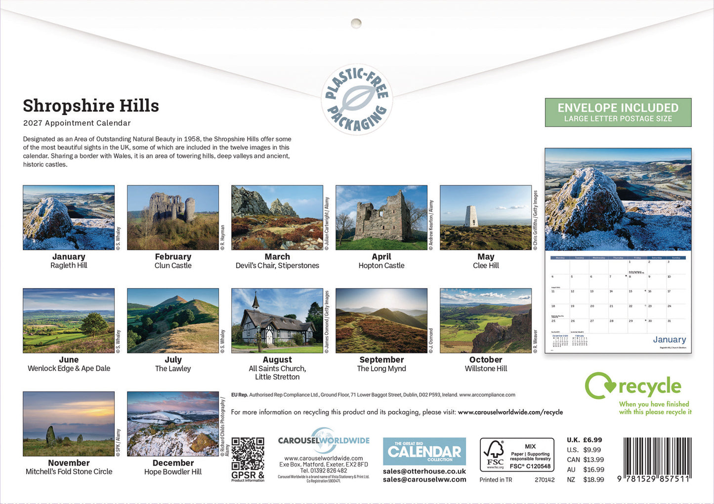 Shropshire Hills A4 Calendar 2027