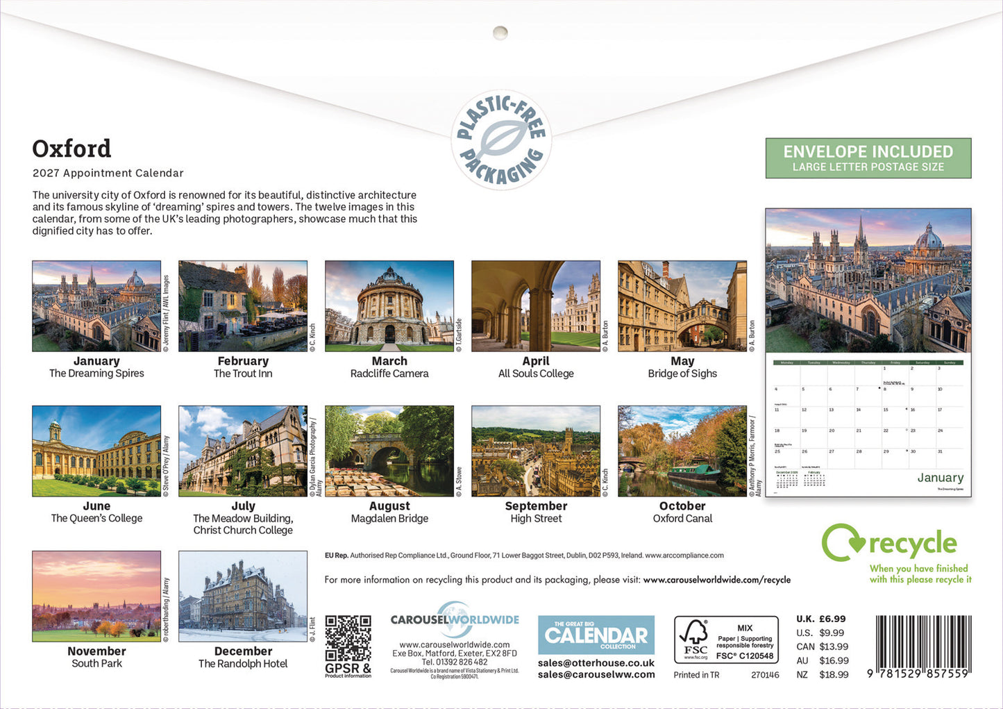 Oxford A4 Calendar 2027