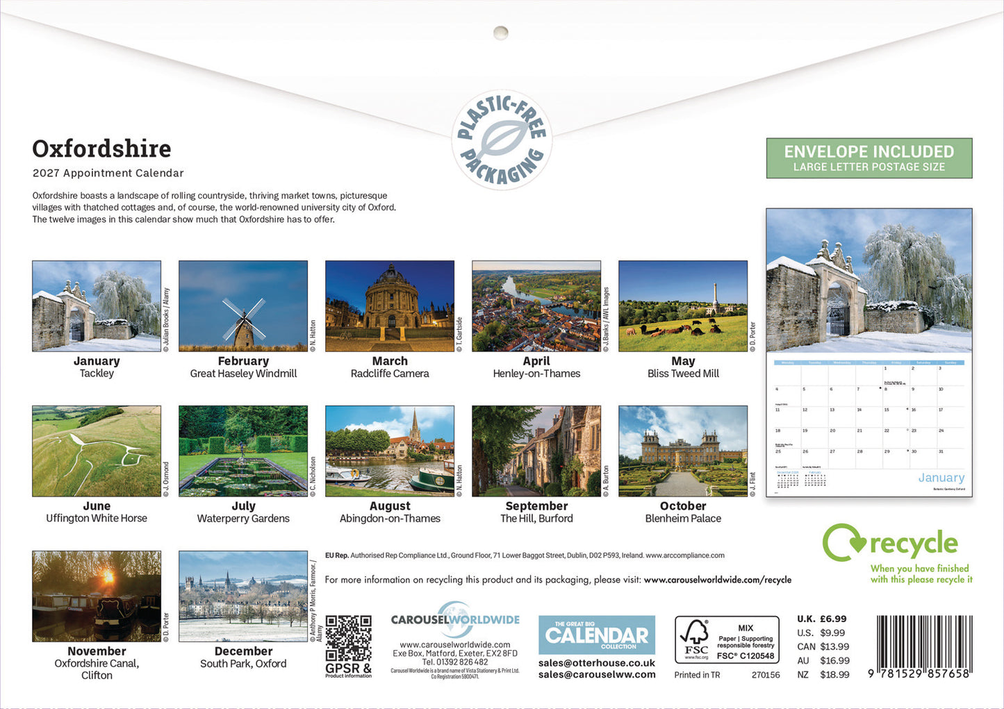 Oxfordshire A4 Calendar 2027