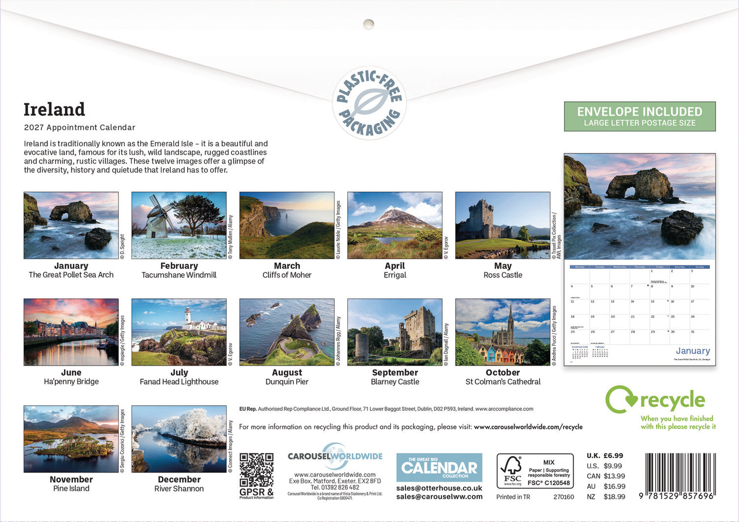 Ireland Eire A4 Calendar 2027