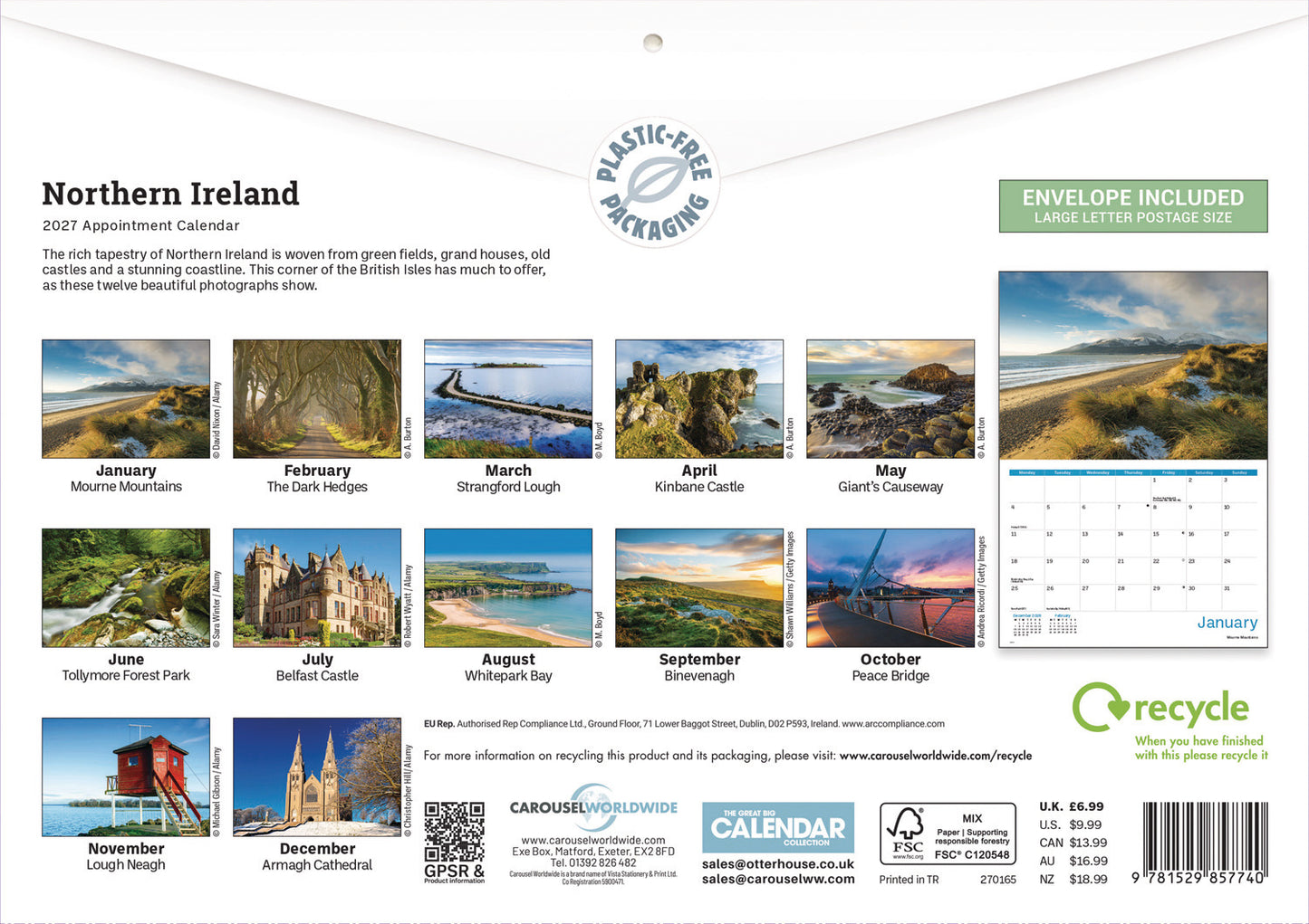 Northern Ireland A4 Calendar 2027