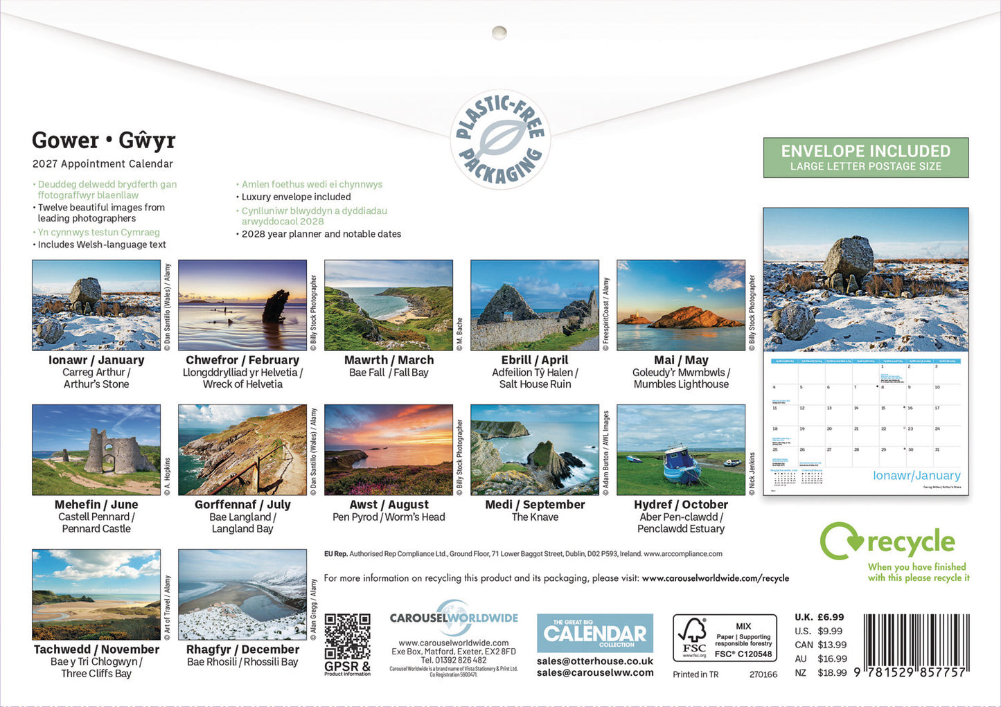 Gower A4 Calendar 2027