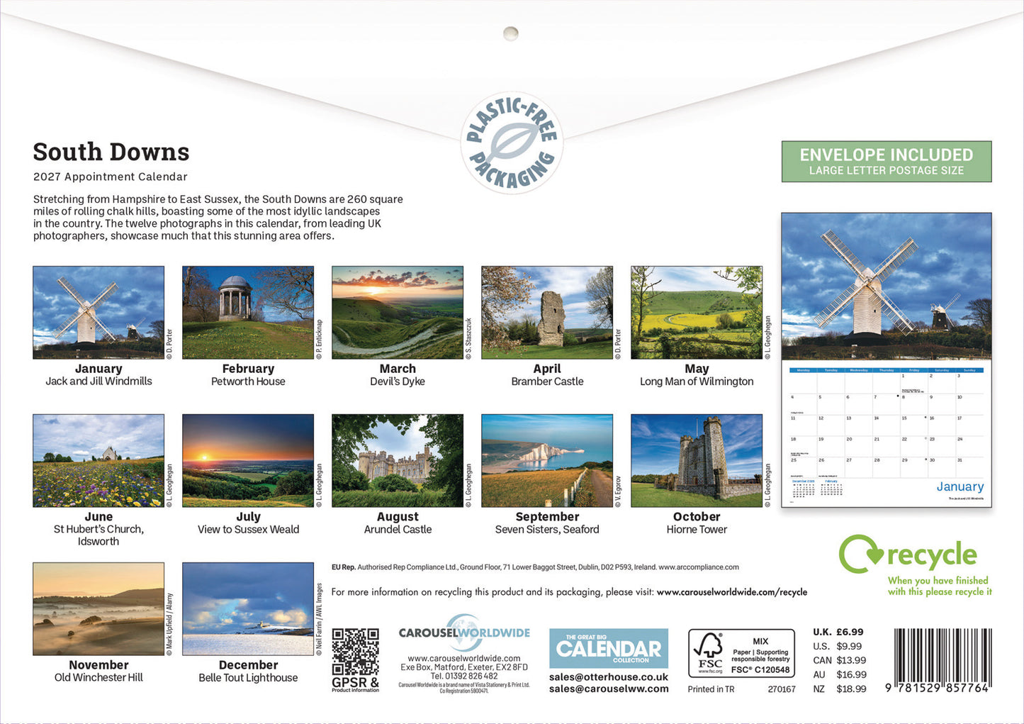 South Downs A4 Calendar 2027