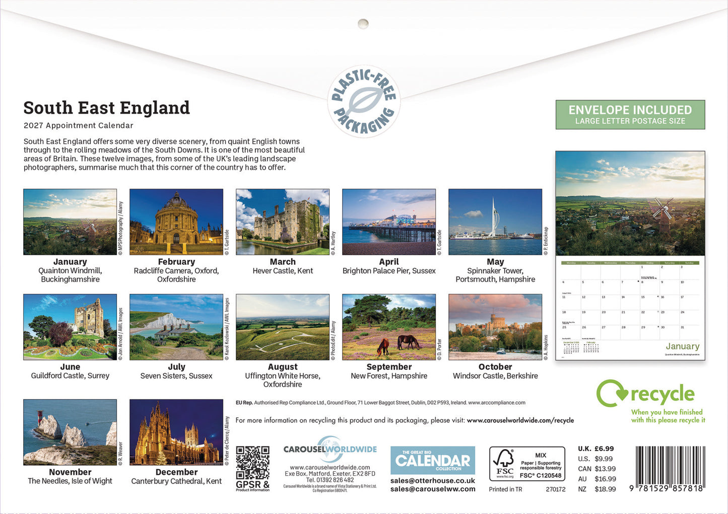 South East England A4 Calendar 2027
