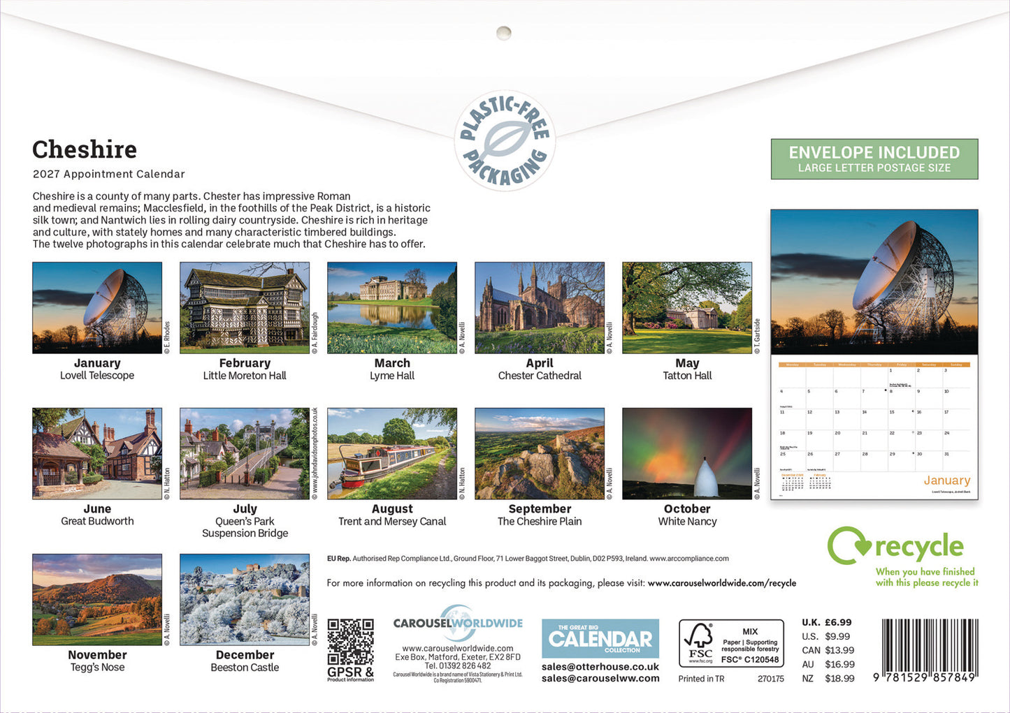 Cheshire A4 Calendar 2027