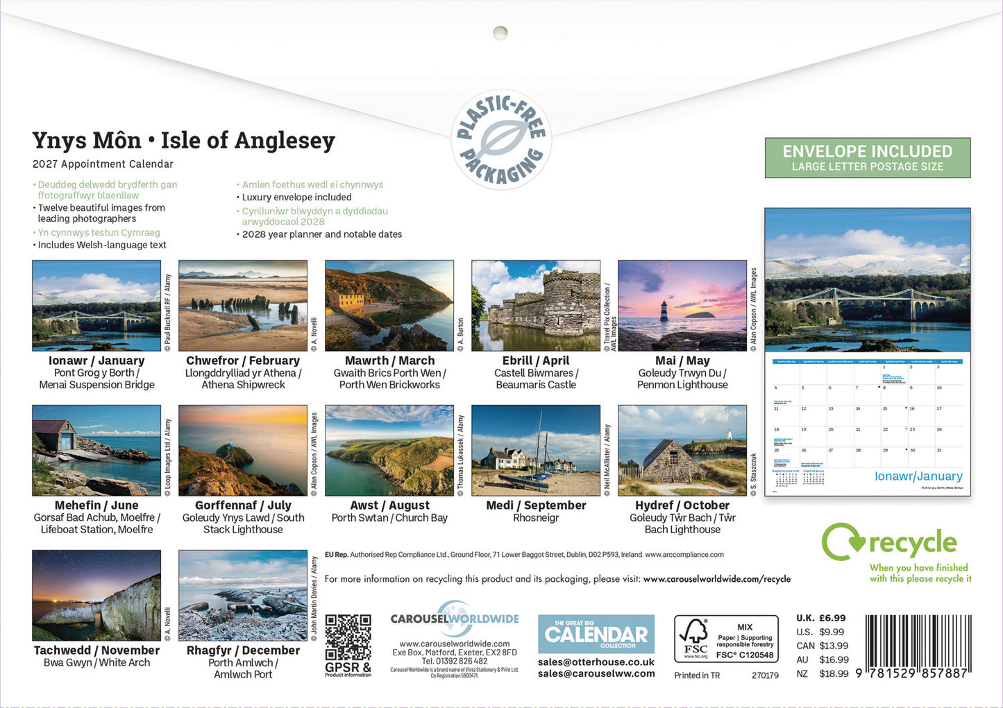 Isle of Anglesey A4 Calendar 2027