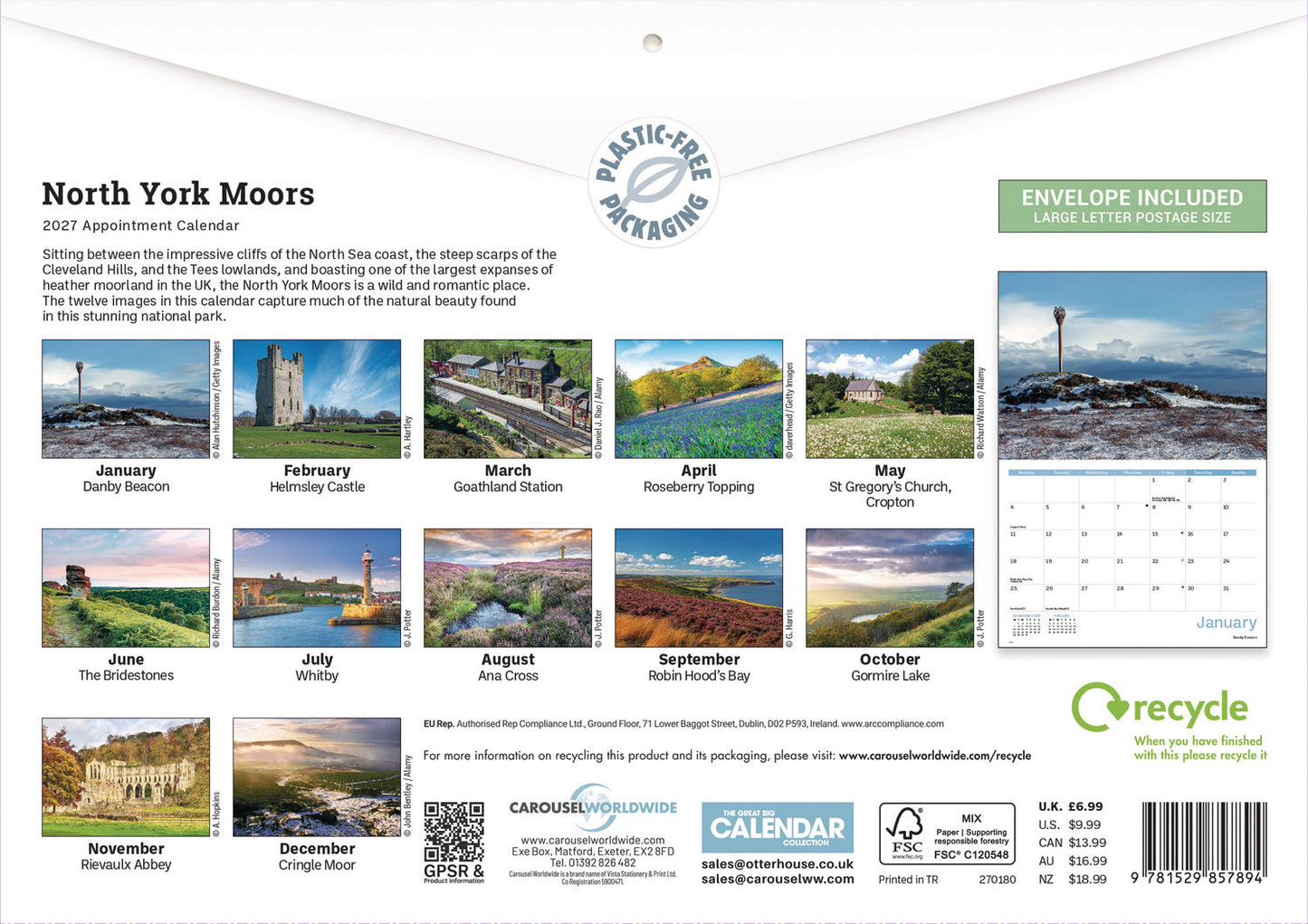 North York Moors A4 Calendar 2027