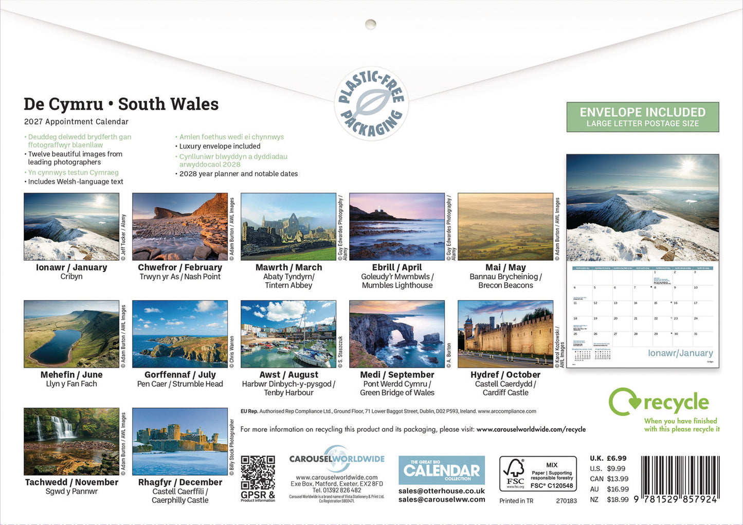 South Wales A4 Calendar 2027