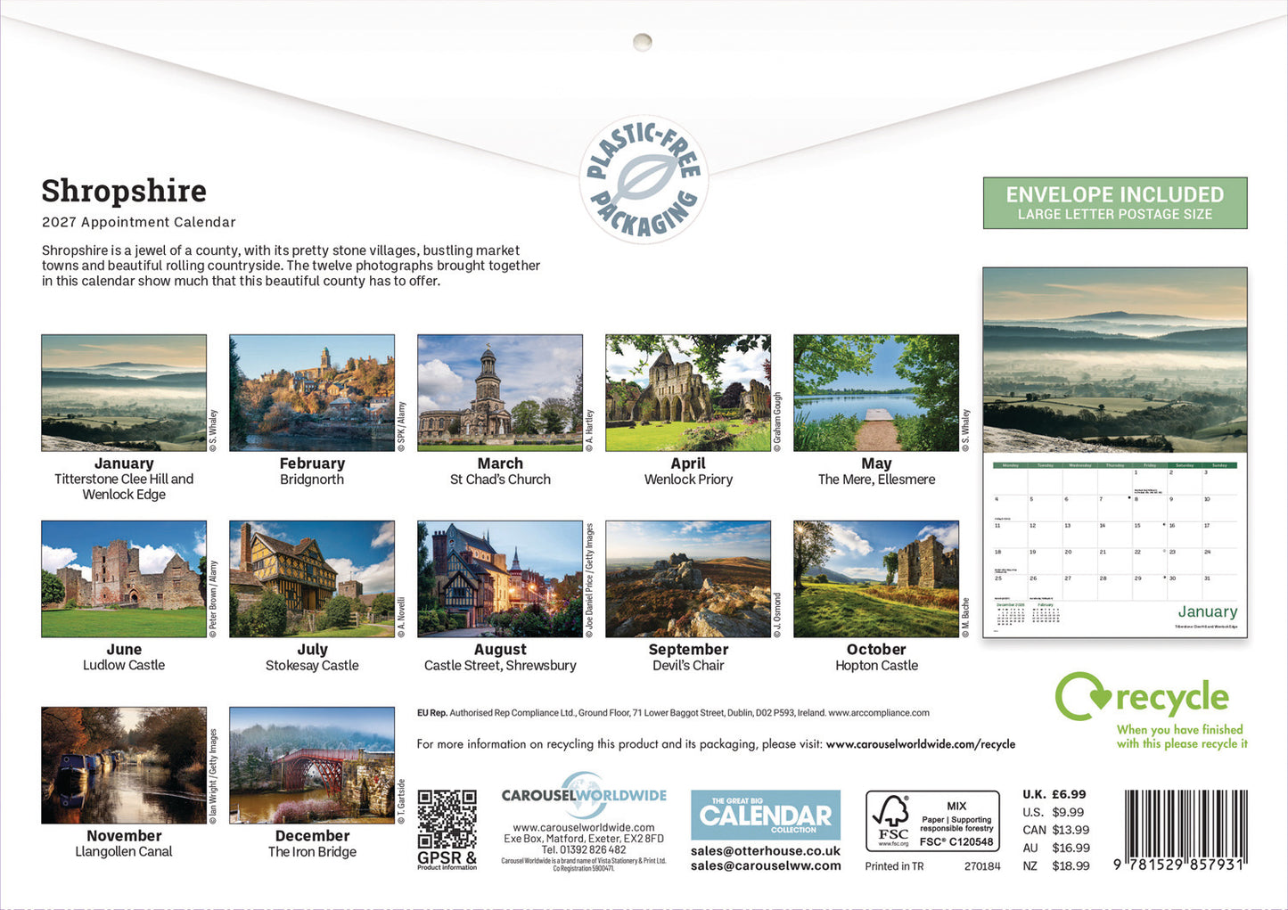 Shropshire A4 Calendar 2027