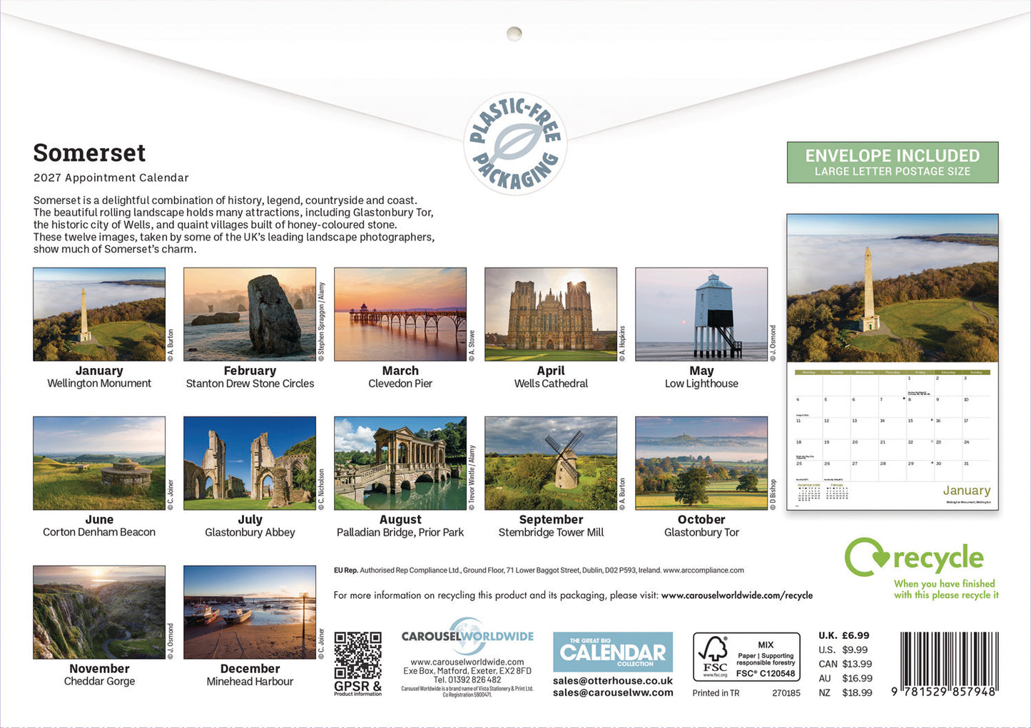 Somerset A4 Calendar 2027
