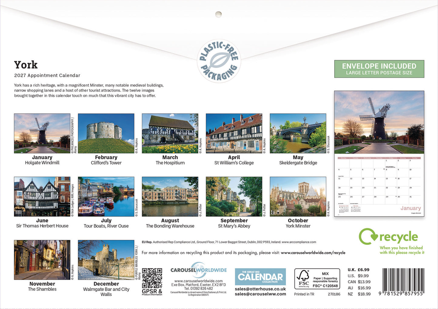 York A4 Calendar 2027