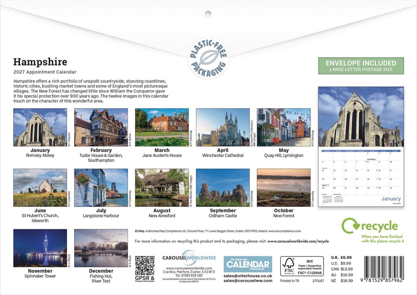 Hampshire A4 Calendar 2027