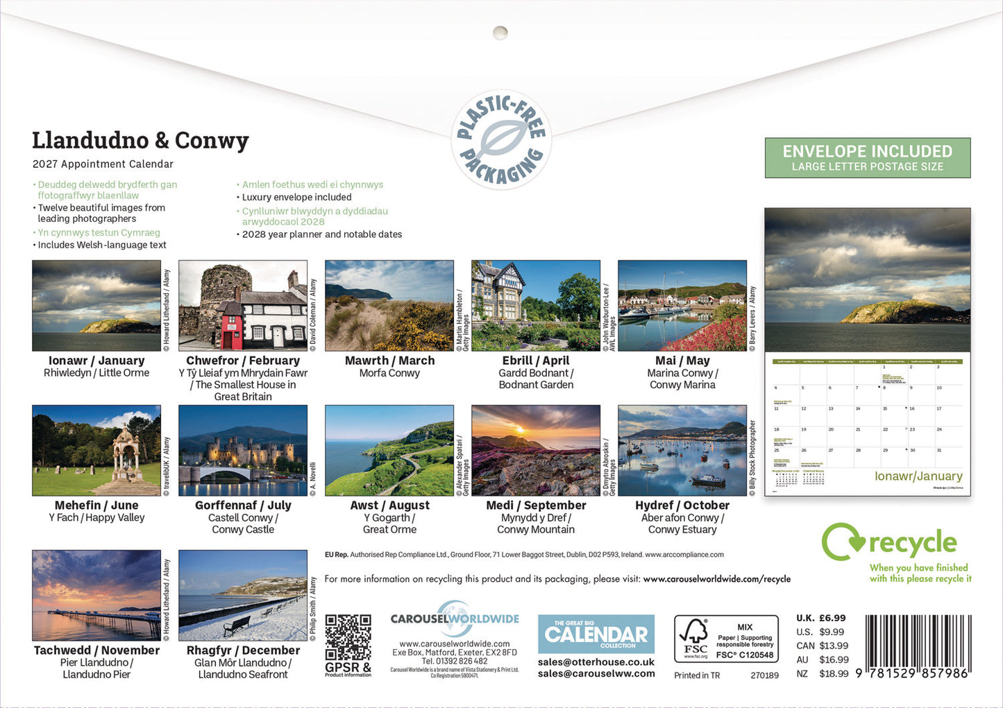 Llandudno and Conwy A4 Calendar 2027