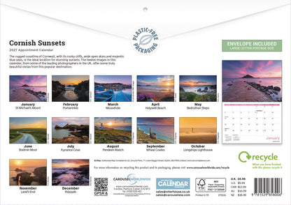 Cornish Sunsets A4 Calendar 2027