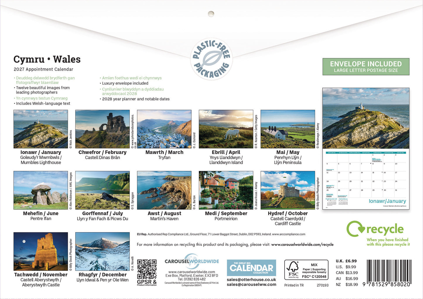 Wales A4 Calendar 2027