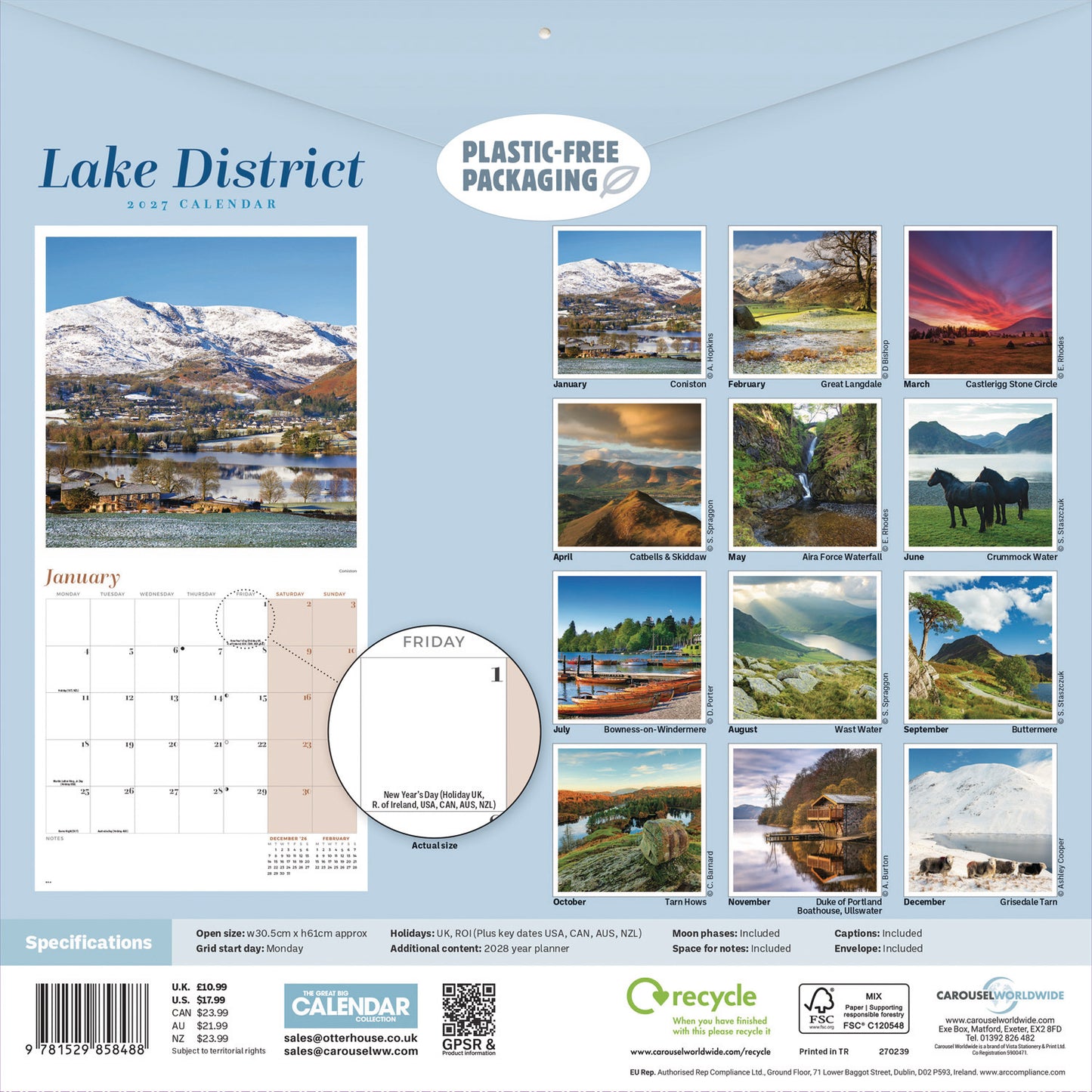 Lake District Wall Calendar 2027