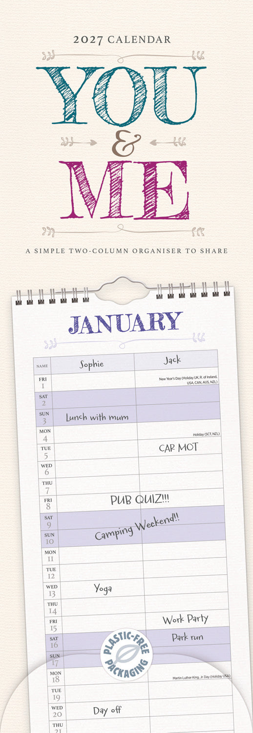 You and Me Planner Slim Calendar 2027