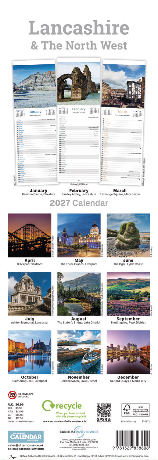 Lancashire & The North West Slim Calendar 2027