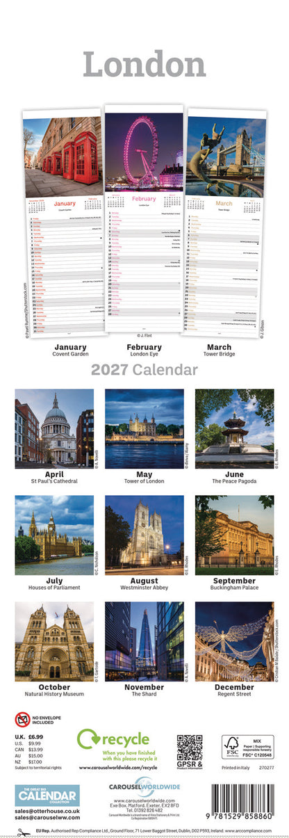 London Slim Calendar 2027
