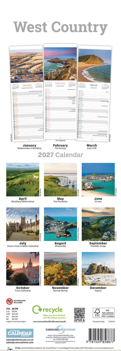 West Country Slim Calendar 2027