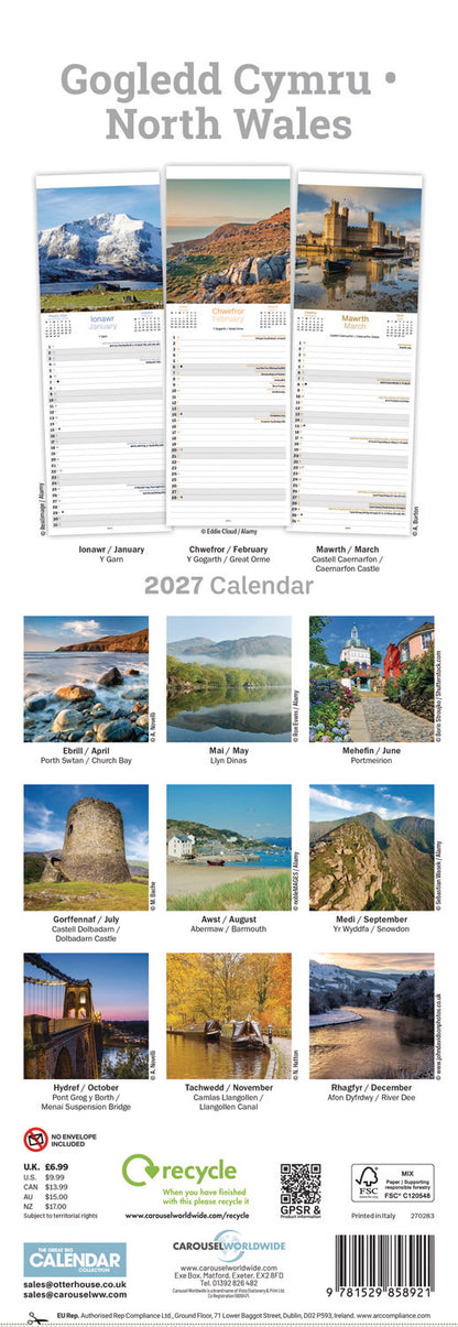 North Wales Slim Calendar 2027