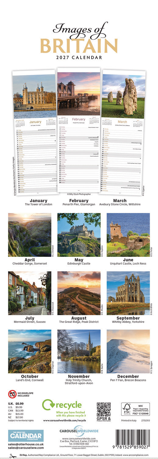 Britain, Images of Slim Calendar 2027