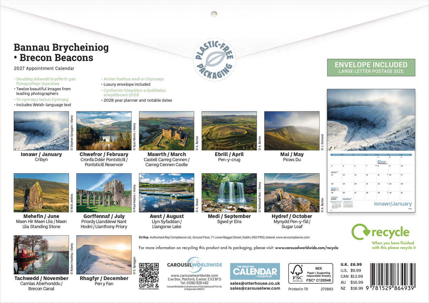 Brecon Beacons A4 Calendar 2027