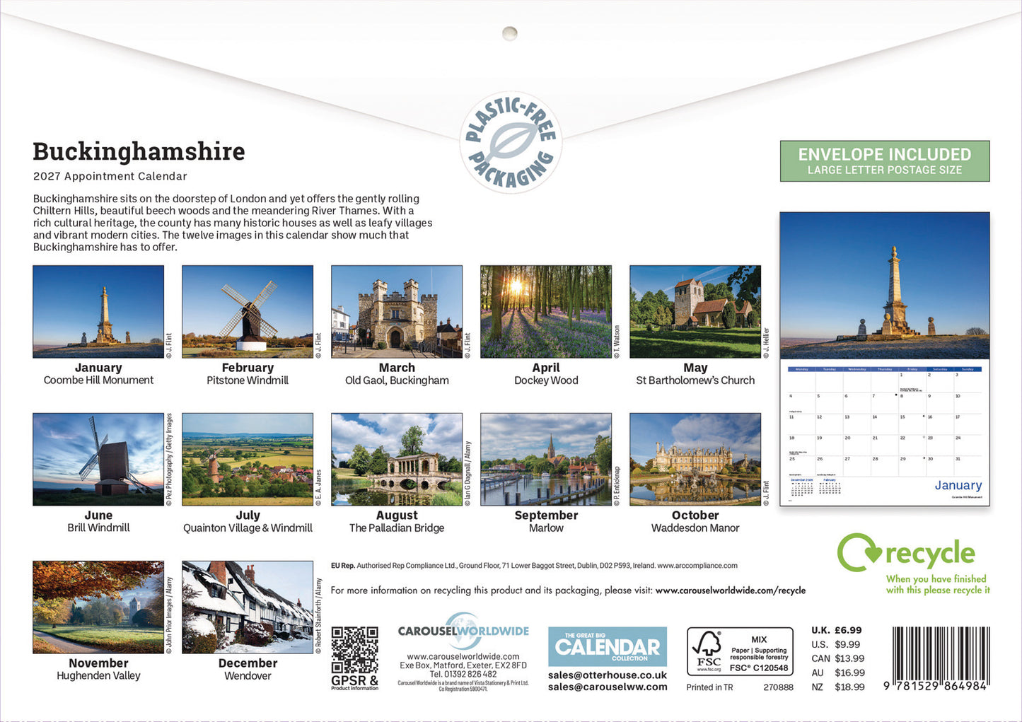 Buckinghamshire A4 Calendar 2027