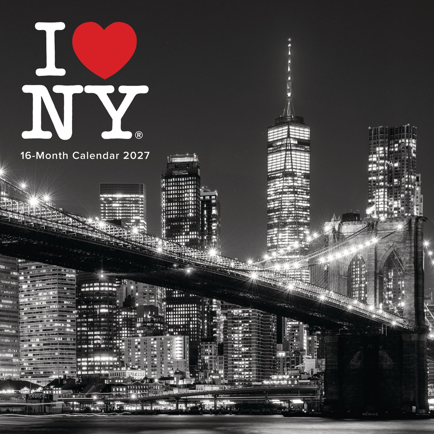 I Love NY, B&W City Wall Calendar 2027