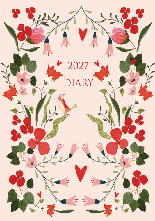 Fashion Diary Pink Bird Floral A6 Diary 2027