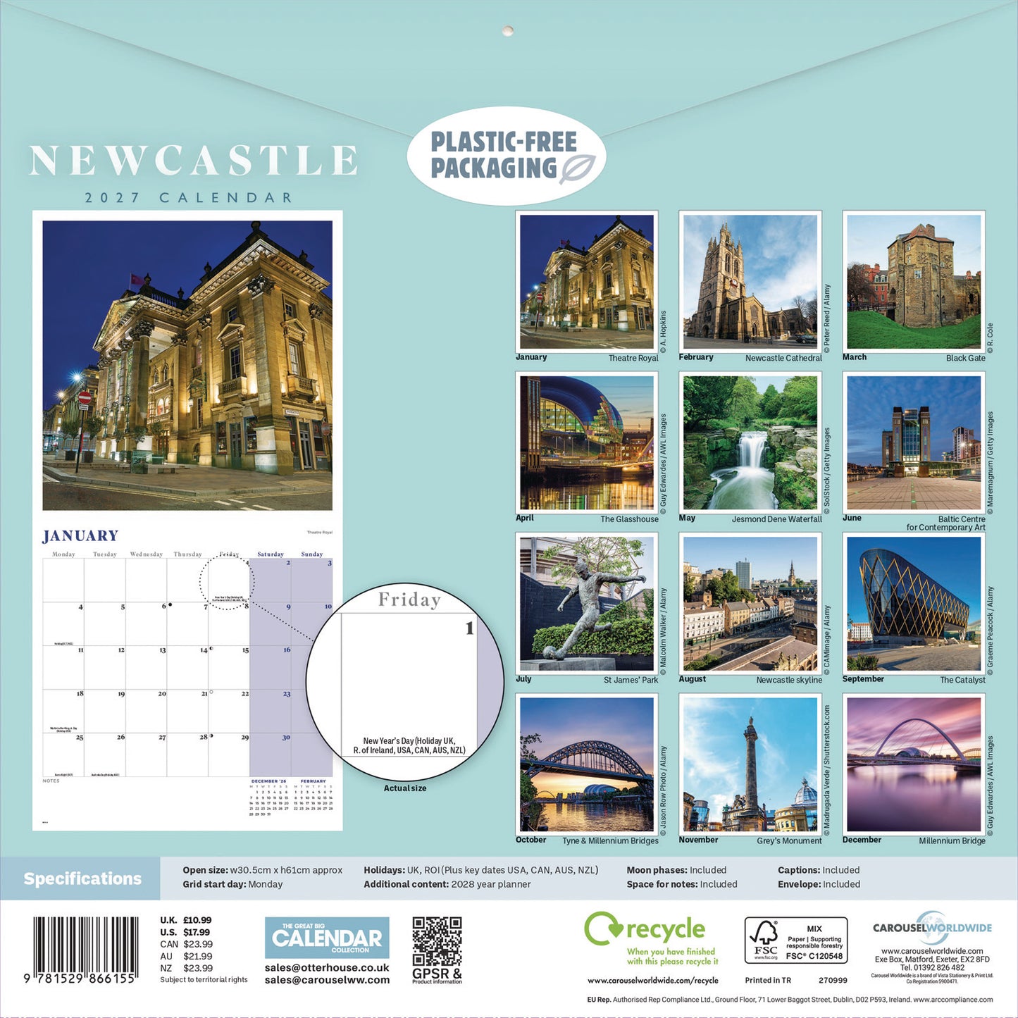 Newcastle Wall Calendar 2027