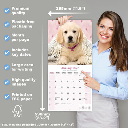 Golden Retriever Wall Calendar 2027