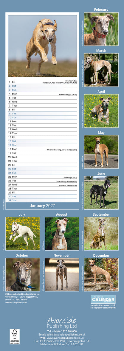 Greyhound Slim Calendar 2027