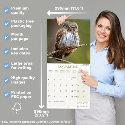 Owls Wall Calendar 2027