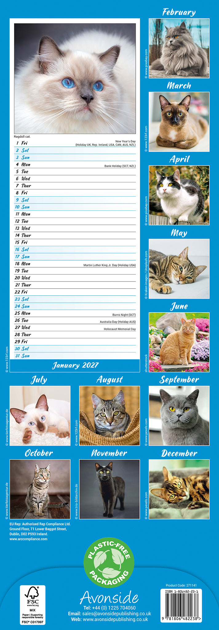 Cats Slim Calendar 2027
