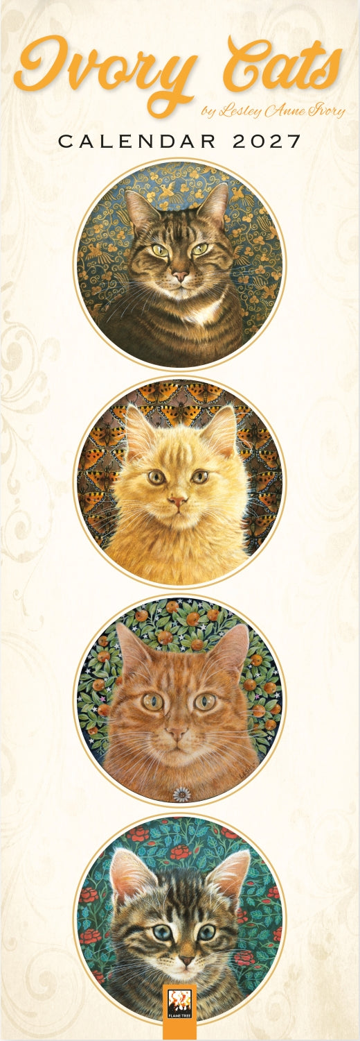 Ivory Cats Slim Calendar 2027