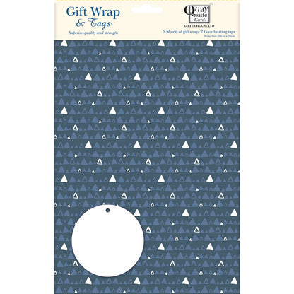 Gift Wrap & Tags - Pyramid Pattern (2 Sheets & 2 Tags)