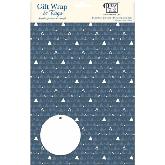 Gift Wrap & Tags - Pyramid Pattern (2 Sheets & 2 Tags)