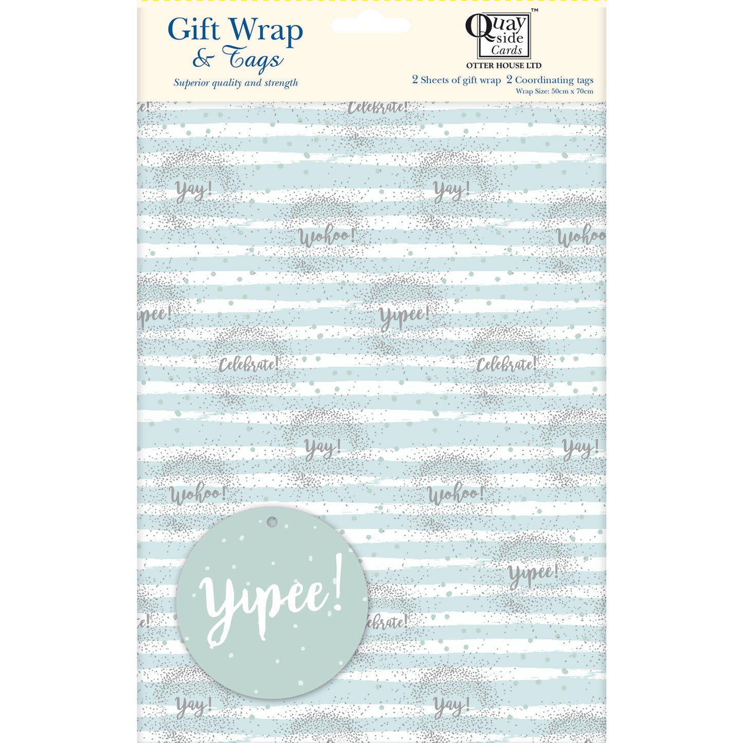 Gift Wrap & Tags - Yippe Yay Celebrate (2 Sheets & 2 Tags)