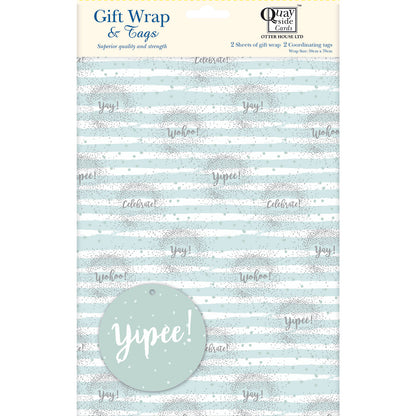 Gift Wrap & Tags - Yippe Yay Celebrate (2 Sheets & 2 Tags)