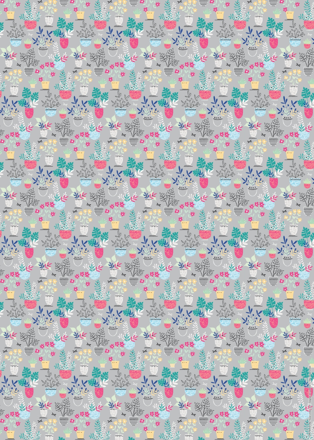 Gift Wrap & Tags - Grey Botanical (2 Sheets & 2 Tags)