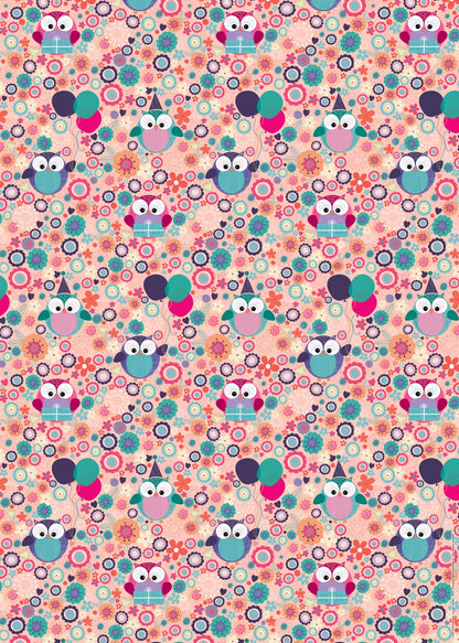 Gift Wrap & Tags - Birthday Hoots (2 Sheets & 2 Tags)