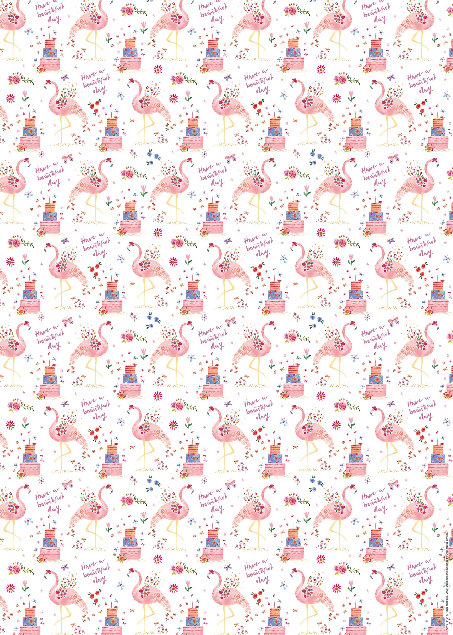 Gift Wrap & Tags - Flamingo (2 Sheets & 2 Tags)