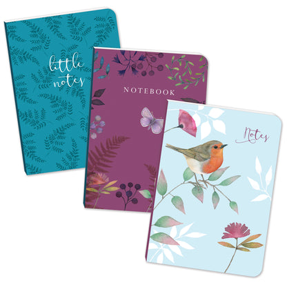 Vintage Garden Stationery - A6 Mini Notebooks (3 Pack)