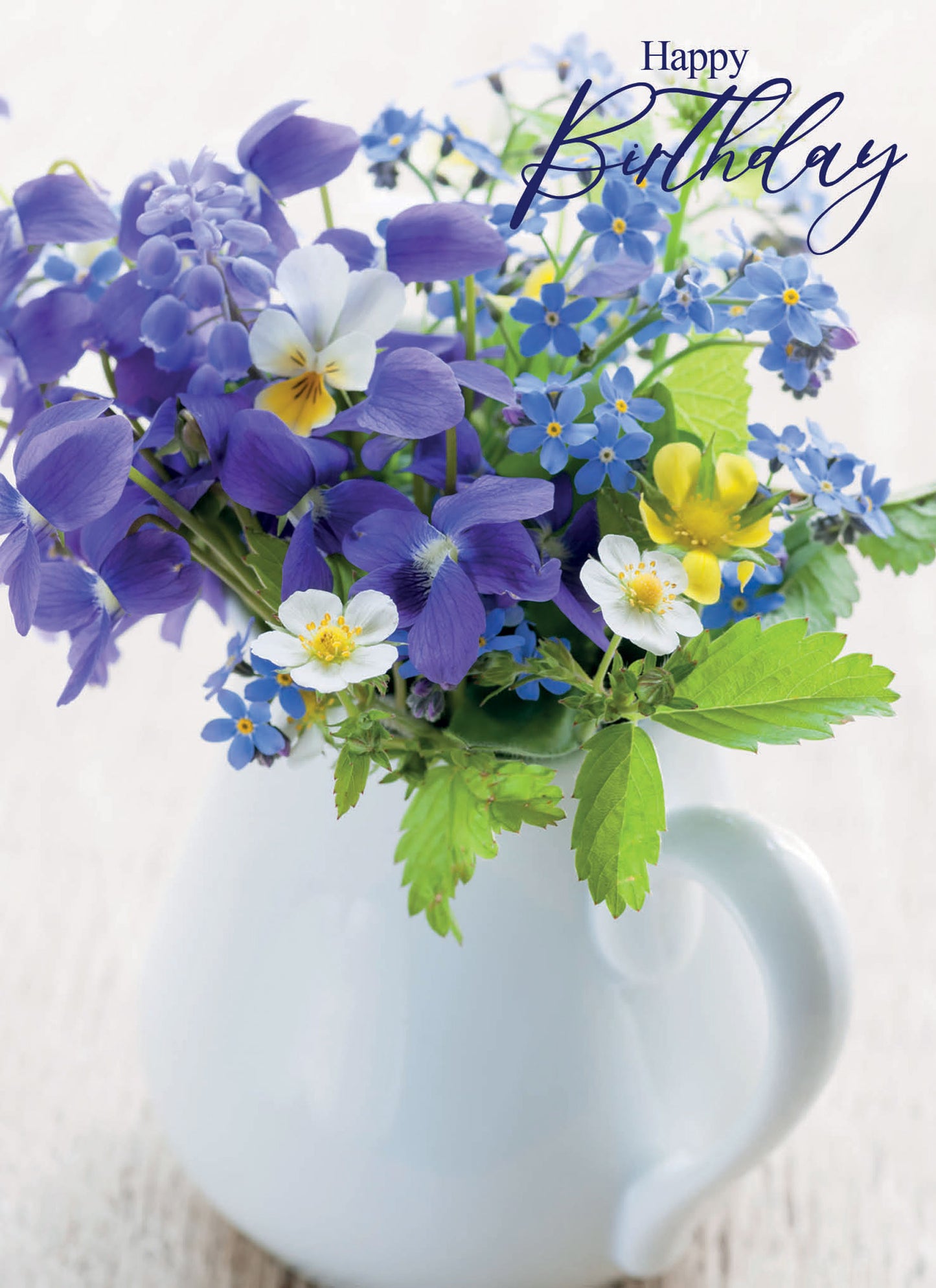 Floral Birthday Card - Pretty Blue Flowers