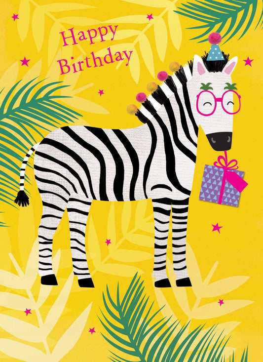 Pom Poms Card Collection - Party Zebra